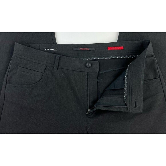 Alberto Ceramica Pants Mens Stone Modern Fit Black Pinstripe Stretch Sz 34x27.5 - Picture 5 of 9